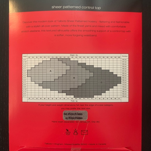 Vintage Talbots Sheer Patterned Control Top Pantyhose - Picture 2 of 2